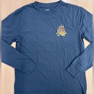 Jetty Long Sleeve Black Shirt with Campfire Design